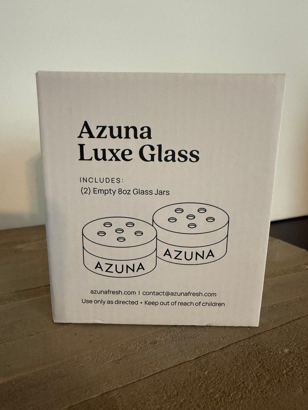 NEW Azuna Luxe Glass Odor Eliminator Jars Set of 2 8 oz Empty Reusable